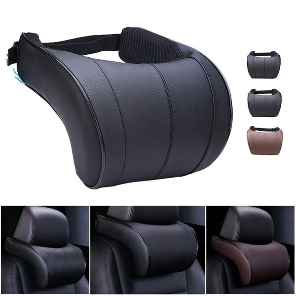 

seat cushions 1 piece pu leather auto car neck pillow memory foam pillows rest headrest cushion pad 3 colors high quality