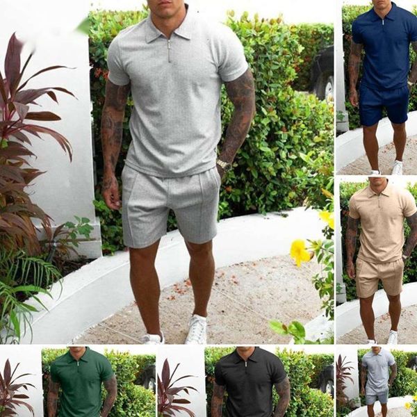 

summer casual two-piece men's slim t shirts, White;black