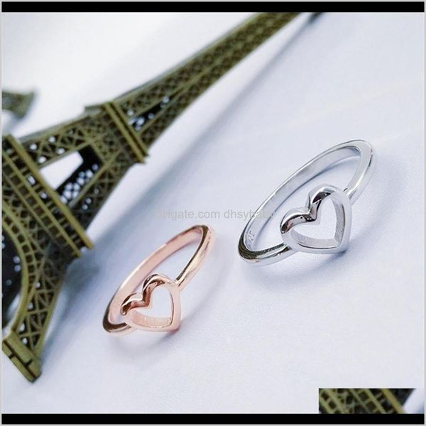

band rings drop delivery 2021 20pcs sell european and american fashion simple alloy heart-shaped ring for sweet female jewelry accessories 2, Silver