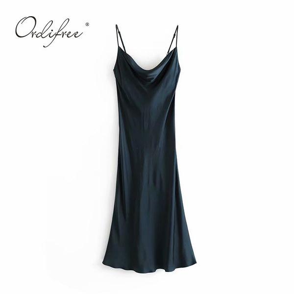 

summer women satin slip vintage silk spaghetti strap long dress 210415, Black;gray