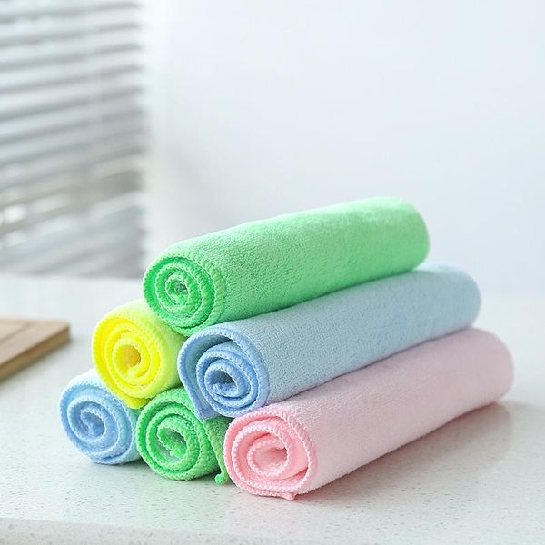 

towel kitchen cleaning rag thicken solid color scouring pad absorbent non-stick oil dish cloth