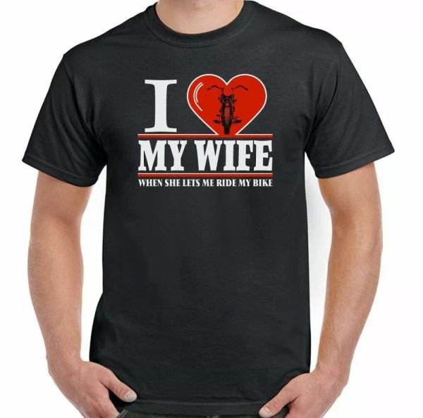 

biker mens funny motorcycle bike indian chopper i love my wife, White;black