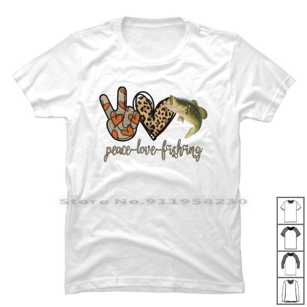 

men's t-shirts peace love fishing t shirt 100% cotton lovely fish ace hi, White;black