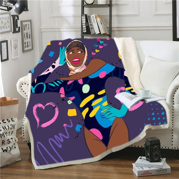 

blankets african girl figure lamb wool blanket sofa children 130x150cm