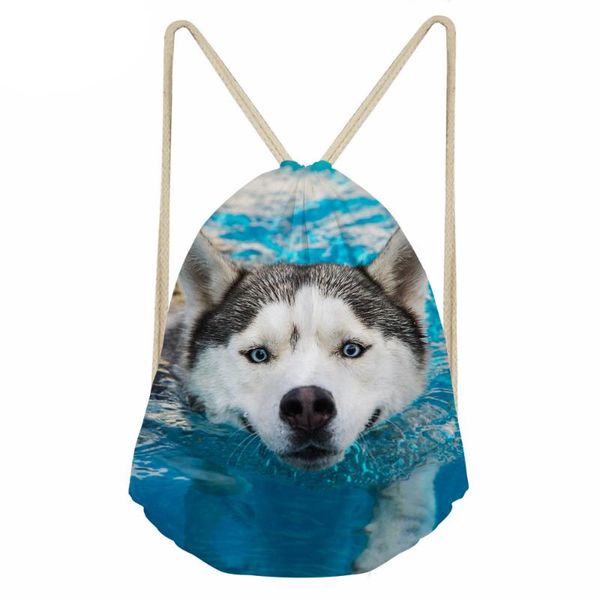 

backpack whereisart husky drawstring men leisure street bag women daypack teenager shopping travel knapsack