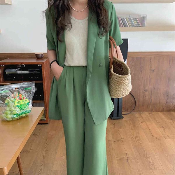 

women's two piece pants hzirip summer elegant plus size streetwear blazers + in fine line femme loose pants ol 2 piece sets hefu, White