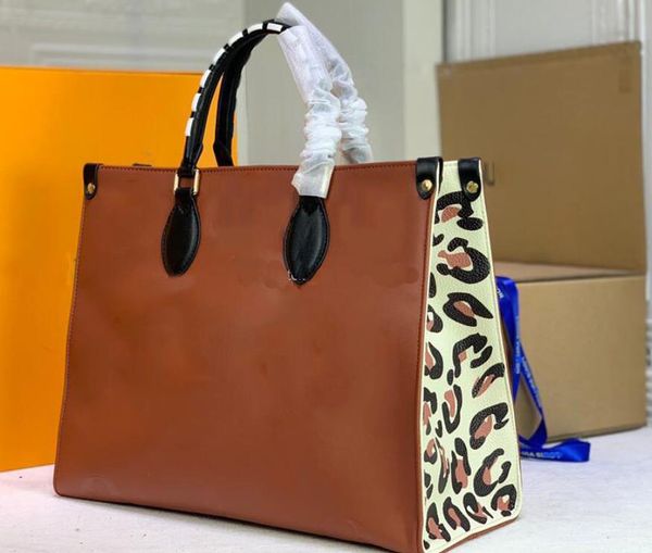 

latest on the go shoulder bags leopard stitching large-capacity shopping bag fashion high-quality designers handbags