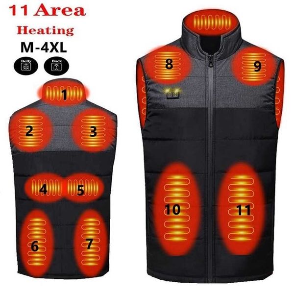 

11 heated vest jacket fashion men women coat clothes intelligent electric heating thermal warm clothes winter heated vest 211104, Black;white