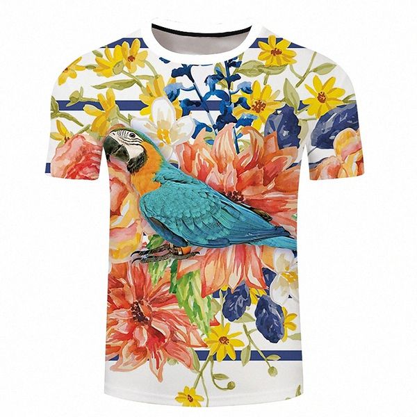 

men's tee t shirt shirt 3d print plants graphic prints bird plus size crew neck casual daily 3d print short sleeve regular fit basic d, White;black