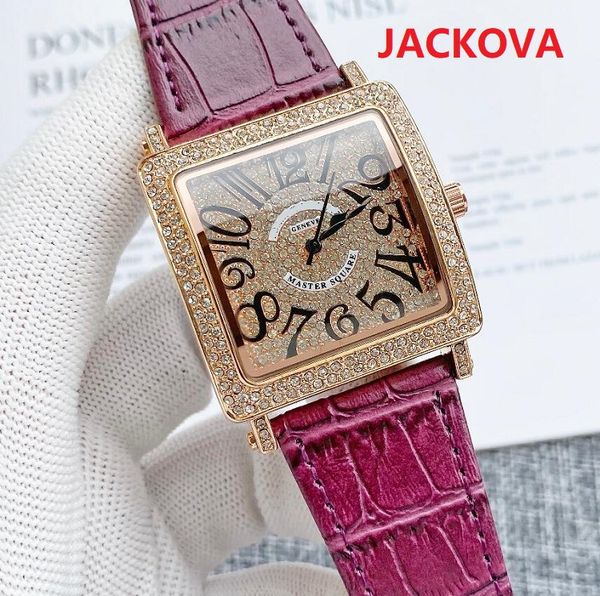 Блестящие бриллианты квадратные дизайнерские часы Iced Out 40 мм кожаные женские мужские кварцевые часы montre подарок вечерние часы наручные часы