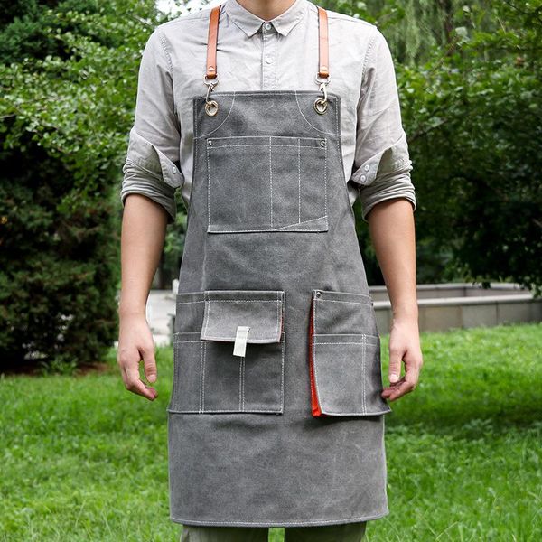 

aprons denim apron with adjustable belt kitchen for women or men pockets cooking