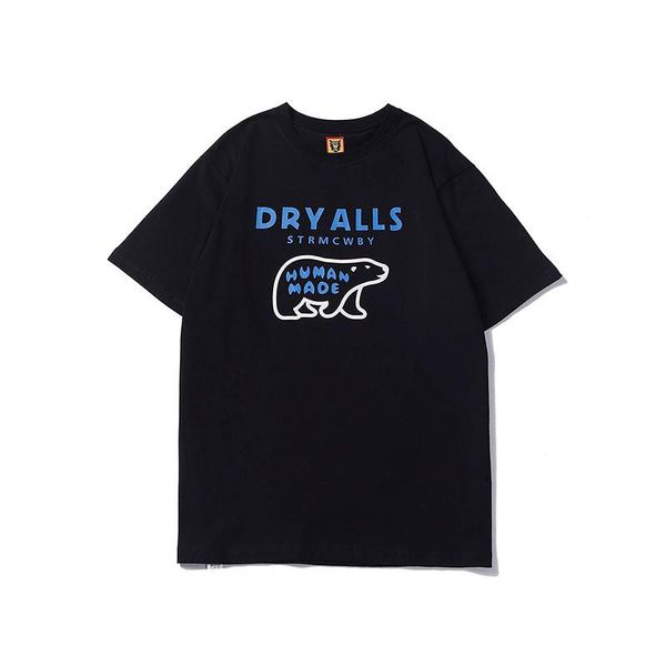 

men's t-shirts high street human made short-sleeved quality loose oversized men women half-sleeved t-shirt, White;black