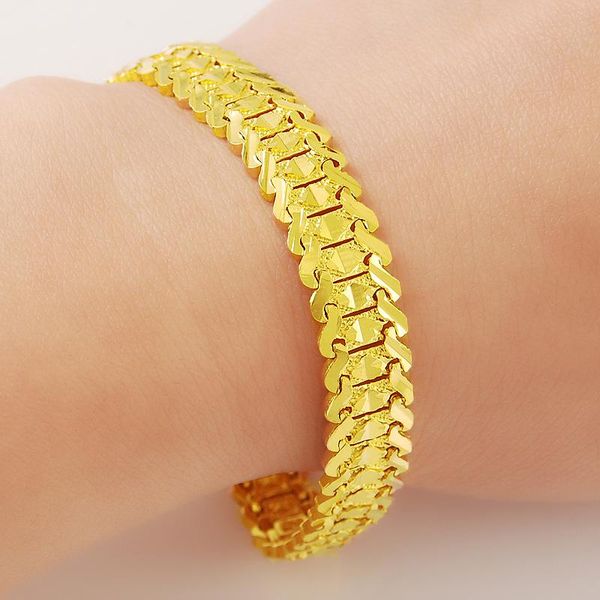 

vintage classic geometric 24k gold 20cm chain bracelets jewelry accessories for men wedding engagement gifts link,, Black