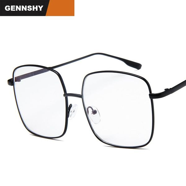 

fashion big size optical frame men women vintage brand design glasses man lady ovesize metal plain computer sunglasses frames, Black