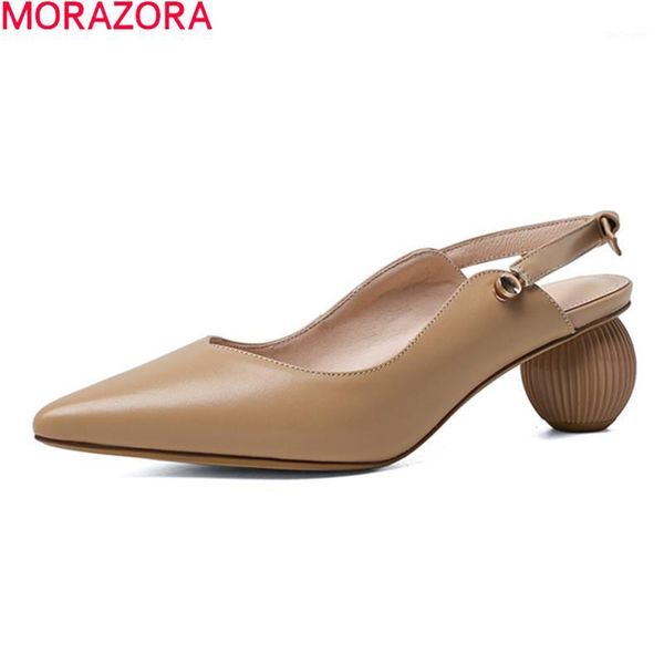 

dress shoes morazora brand fashion women pumps genuine leather summer office high heels pointed toe simple ladies1, Black
