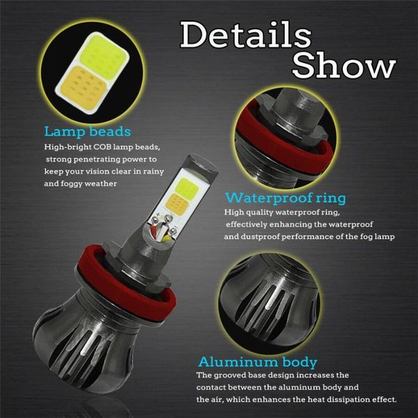 

bulbs car headlights two lighting modes white/yellow 9600ml dc 12v-24v