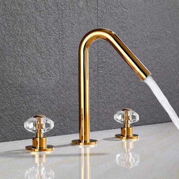 

basin faucets bathroom sink faucet gold brass crysta 3 holes double handle bathbasin bathtub taps and cold water mixer