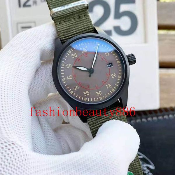 

orologio di lusso pilot mens automatic watch blue dial leather strap mechanical wristwatch military man sport luxury watches, Slivery;brown