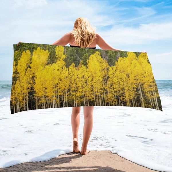 

towel yellow forest trees bath microfiber beach bathroom supplies camping accessories towels for adults