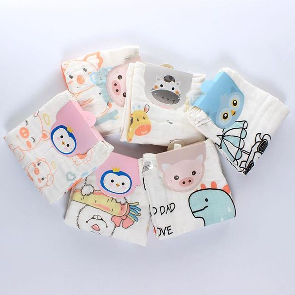

30x30cm 6 layers gauze 100% cotton child small towel cute cartoon random 2pcs