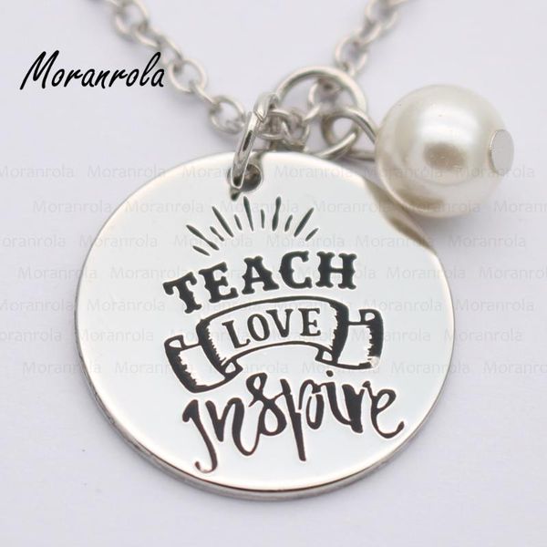 

pendant necklaces arried "teach inspire love "copper necklace &keychain,charm teacher graduation gift 2021 appreciation, Silver