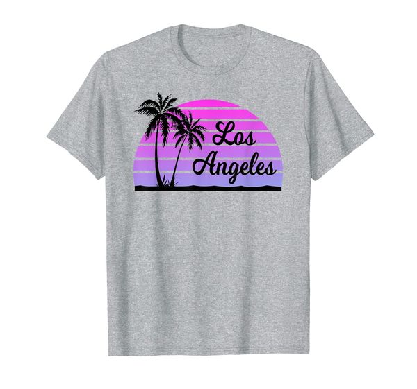 

los angeles souvenirs tshirt sun palm trees california beach, White;black