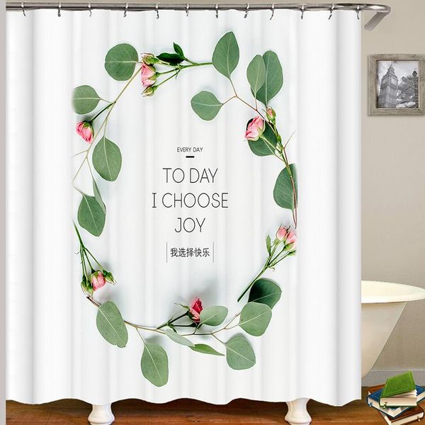 

rose flower shower curtain white arrival polyester bathroom garland rideau douche curtains