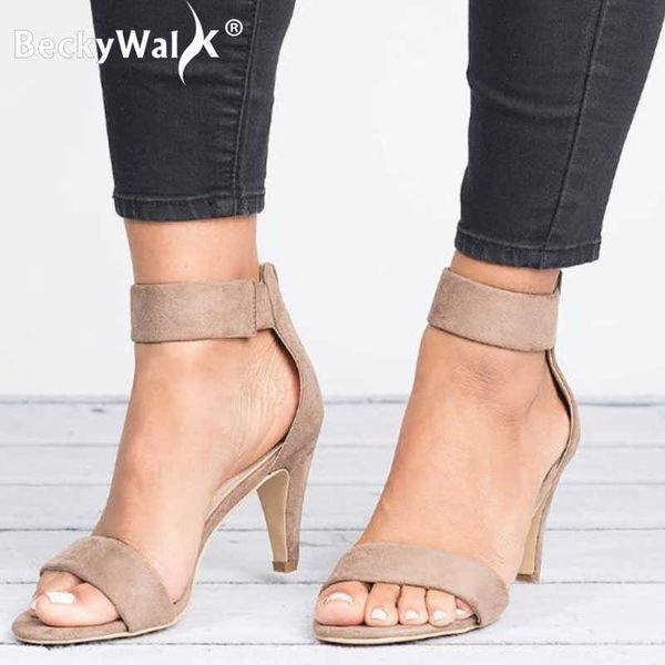 

women sandals mid heel open toe summer shoes 5cm heels sandals female plus size 43 sandalias mujer thin heel shoes woman wsh3340 y0721, Black