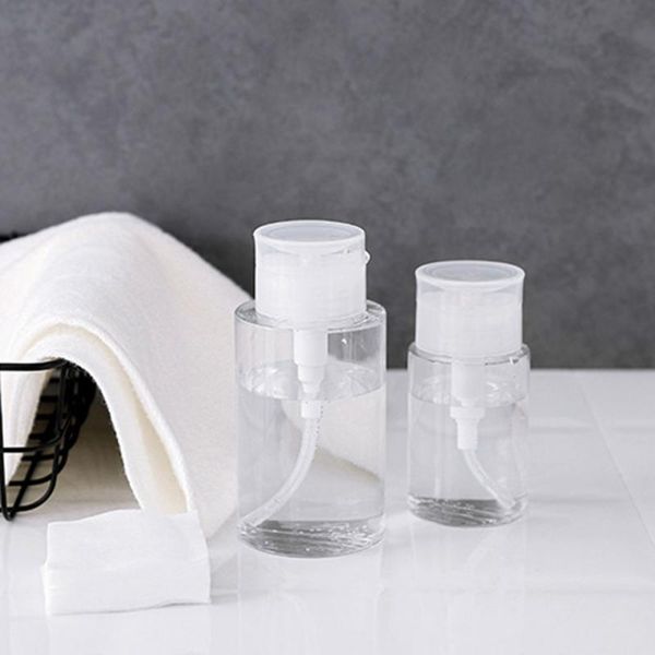 

storage bottles & jars 100ml /200ml nail bottle empty press pump dispenser plastic polish remover cleaner portable makeup manicure tool