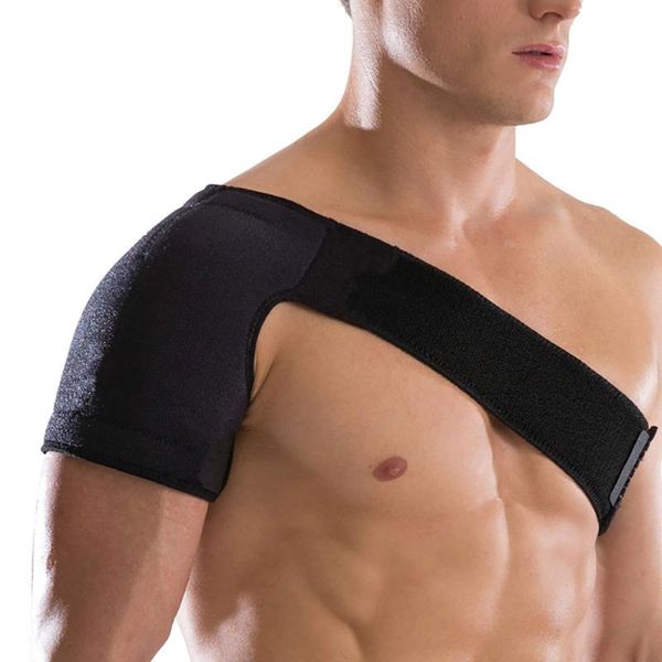 

adjustable left/right shoulder bandage protector brace support strap joint pain training sports equipment back, Black;blue