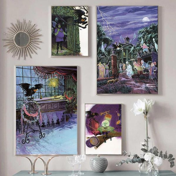 

paintings haunted mansion halloween wall art canvas painting nordic posters and prints pictures for living home decoration frameless