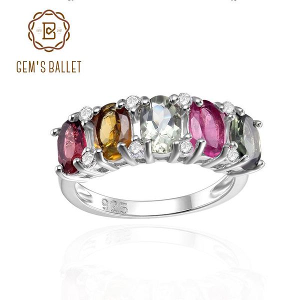 

gem's ballet 925 sterling silver wedding bands ring natural tourmaline gamstone for women fine jewelry 2021 cluster rings, Golden;silver