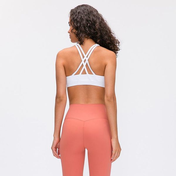 

yoga outfits sports bra lady breathable quick dry cross back nake-feeling bodybuilding bras 4 way stretch running, White;red