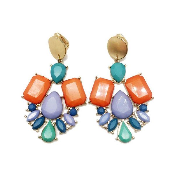 

clip-on & screw back mixed color geometric alloy clip earring, Silver