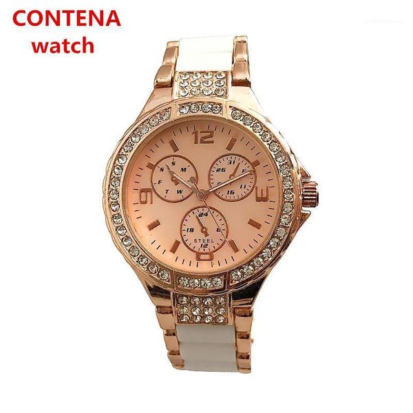 

wristwatches contena fashion quartz watches women's watch ladies brand famous crystal female clock saat relogio feminino, Slivery;brown