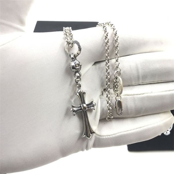 

special offer 75%off outlet onlinestandard s925 white copper croquet cross necklace fashion sydney same hip hop net red clavicle chain ayfl, Silver