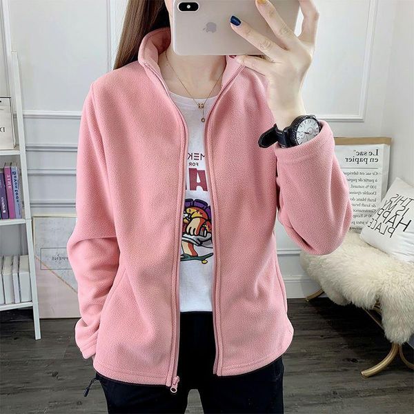 

running jackets women jacket fleece outdoor liner spring autumn winter zipper windproof double-sided thickening warm home sweater cardig, Black;red