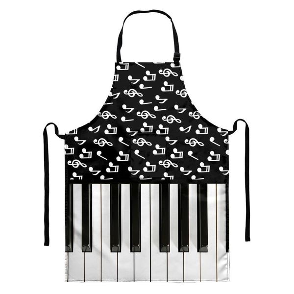

piano with music note design pattern 3d printed kitchen apron polyester bib aprons for men women home cleaning waterproof tools