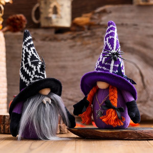 2021 Halloween-Dekoration, gesichtslose Zwergpuppe, Ornamente, Puppen, Spinne, Fledermaus, Partydekoration