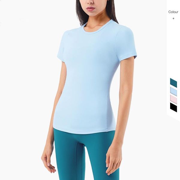 

yoga outfit women sports shirts short sleeve tank gym running o-neck high waist slim wicking stretchy female fitness sportswear