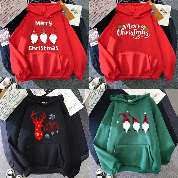 

women's hoodies & sweatshirts merry christmas jumper couple hooded parent-child clothes happy year holiday gift for women/men santa cl, Black