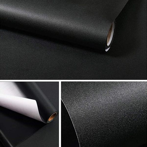 

wallpapers black wallpaper matte removable self-adhesive wall paper peel and stick home decorative film for furniture covering