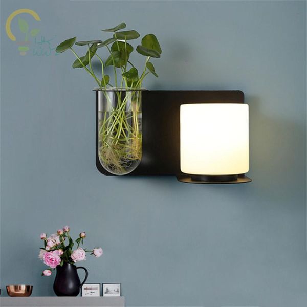 

wall lamp nordic minimalist plant light with glass lampshade modern living room restaurant study bedside home lighting