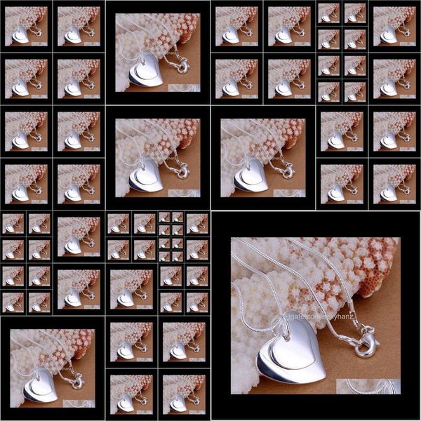 

necklaces & drop delivery 2021 925 sier plated jewelry pendant fine fashion cute double heart tag necklace pendants cp140 rlyd9, Silver