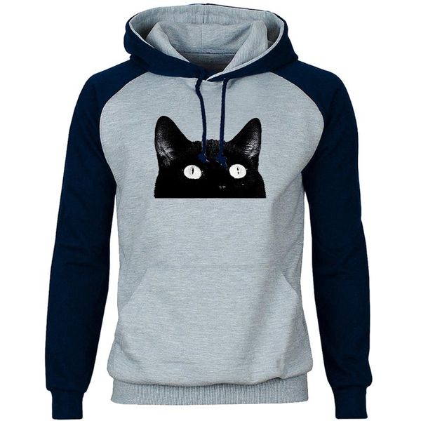 

interesting kawaii anime black cat raglan hoodies fitted printed pullover men hoodie winter warm street outdoor sweatshirt men's & swea