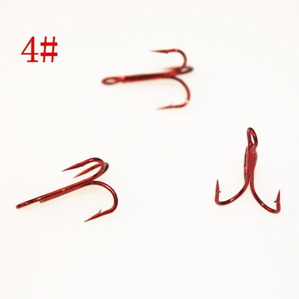 

20pcs 4# red color fishing equipment hook high carbon steel treble hooks tackle