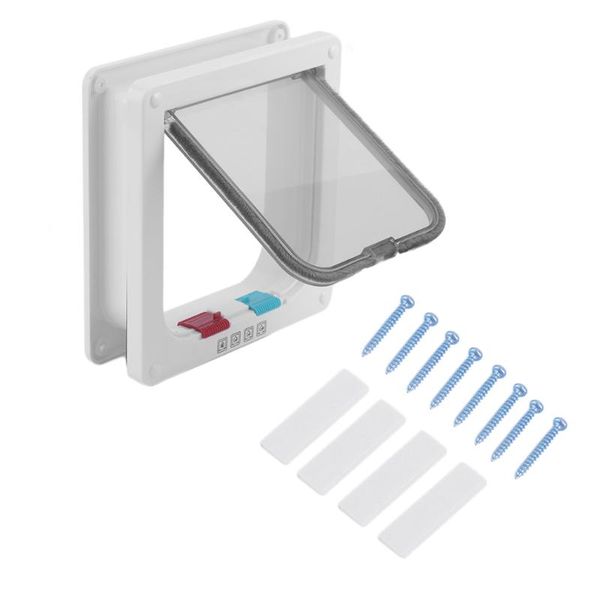 

cat carriers,crates & houses pet dog door small animal 4 way magnetic lockable abs kitty safe flap gate 2 sizes and colors coffee white