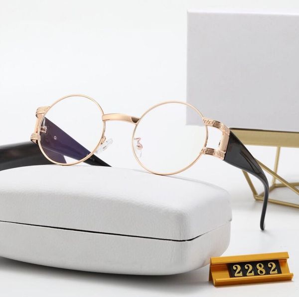 

simple round sunglasses men's women's summer protective glasses triangle temples casual light-colored lens sunglasses with box cle, White;black