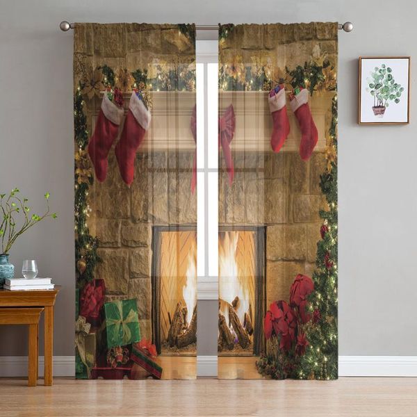 

curtain & drapes fireplace christmas stockings fire sheer voile curtains living room bedroom window blinds balcony screen tulle