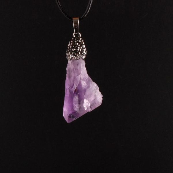 

irregular natural amethysts & citrines quartz pendant orm with paved rhinestone caps pendants for men women drop chains, Silver